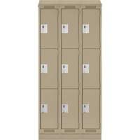 Clean Line Lockers, 3 -tier, Bank of 3, 36" x 18" x 82", Steel, Beige, Rivet (Assembled) PB Rental Co. Ltd.