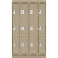 Clean Line Lockers, 3 -tier, Bank of 4, 48" x 18" x 82", Steel, Beige, Rivet (Assembled) PB Rental Co. Ltd.