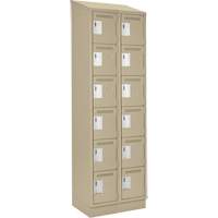 Clean Line Lockerette , 6 -tier, Bank of 2, 24" x 18" x 82", Steel, Beige, Rivet (Assembled) PB Rental Co. Ltd.