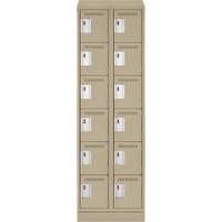 Clean Line Lockerette , 6 -tier, Bank of 2, 24" x 18" x 82", Steel, Beige, Rivet (Assembled) PB Rental Co. Ltd.