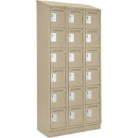Clean Line Lockerette , 6 -tier, Bank of 3, 36" x 18" x 82", Steel, Beige, Rivet (Assembled) PB Rental Co. Ltd.