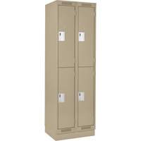 Clean Line Lockers, 2 -tier, Bank of 2, 24" x 18" x 76", Steel, Beige, Rivet (Assembled) PB Rental Co. Ltd.
