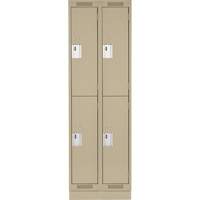 Clean Line Lockers, 2 -tier, Bank of 2, 24" x 18" x 76", Steel, Beige, Rivet (Assembled) PB Rental Co. Ltd.