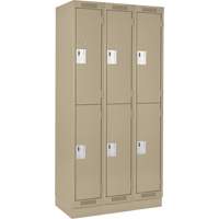 Clean Line Lockers, 2 -tier, Bank of 3, 36" x 18" x 76", Steel, Beige, Rivet (Assembled) PB Rental Co. Ltd.