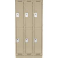Clean Line Lockers, 2 -tier, Bank of 3, 36" x 18" x 76", Steel, Beige, Rivet (Assembled) PB Rental Co. Ltd.