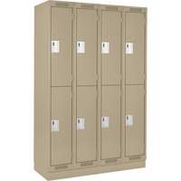 Clean Line Lockers, 2 -tier, Bank of 4, 48" x 18" x 76", Steel, Beige, Rivet (Assembled) PB Rental Co. Ltd.
