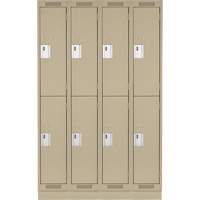 Clean Line Lockers, 2 -tier, Bank of 4, 48" x 18" x 76", Steel, Beige, Rivet (Assembled) PB Rental Co. Ltd.
