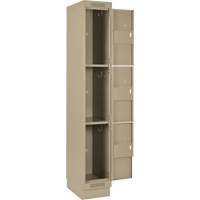 Clean Line Lockers, 3 -tier, Bank of 4, 48" x 18" x 76", Steel, Beige, Rivet (Assembled) PB Rental Co. Ltd.