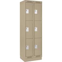 Clean Line Lockers, 3 -tier, Bank of 2, 24" x 18" x 76", Steel, Beige, Rivet (Assembled) PB Rental Co. Ltd.