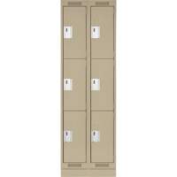 Clean Line Lockers, 3 -tier, Bank of 2, 24" x 18" x 76", Steel, Beige, Rivet (Assembled) PB Rental Co. Ltd.