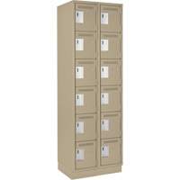 Clean Line Lockerette, 6 -tier, Bank of 2, 24" x 18" x 76", Steel, Beige, Rivet (Assembled) PB Rental Co. Ltd.
