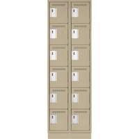 Clean Line Lockerette, 6 -tier, Bank of 2, 24" x 18" x 76", Steel, Beige, Rivet (Assembled) PB Rental Co. Ltd.