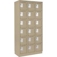 Clean Line Lockerette, 6 -tier, Bank of 3, 36" x 18" x 76", Steel, Beige, Rivet (Assembled) PB Rental Co. Ltd.