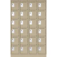 Clean Line Lockerette, 6 -tier, Bank of 4, 48" x 18" x 76", Steel, Beige, Rivet (Assembled) PB Rental Co. Ltd.