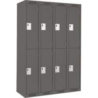 Clean Line Lockers, 2 -tier, Bank of 4, 48" x 18" x 72", Steel, Charcoal, Rivet (Assembled) PB Rental Co. Ltd.