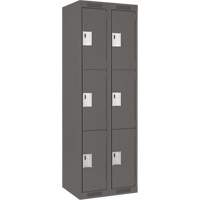 Clean Line Lockers, 3 -tier, Bank of 2, 24" x 18" x 72", Steel, Charcoal, Rivet (Assembled) PB Rental Co. Ltd.