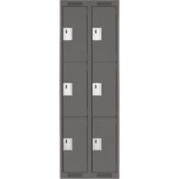 Clean Line Lockers, 3 -tier, Bank of 2, 24" x 18" x 72", Steel, Charcoal, Rivet (Assembled) PB Rental Co. Ltd.