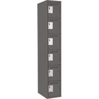 Clean Line Lockerette, 6 -tier, 12" x 18" x 72", Steel, Charcoal, Rivet (Assembled) PB Rental Co. Ltd.