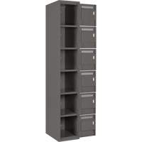 Clean Line Lockerette, 6 -tier, Bank of 4, 48" x 18" x 72", Steel, Charcoal, Rivet (Assembled) PB Rental Co. Ltd.