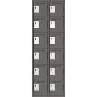 Clean Line Lockerette, 6 -tier, Bank of 2, 24" x 18" x 72", Steel, Charcoal, Rivet (Assembled) PB Rental Co. Ltd.
