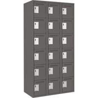 Clean Line Lockerette, 6 -tier, Bank of 3, 36" x 18" x 72", Steel, Charcoal, Rivet (Assembled) PB Rental Co. Ltd.