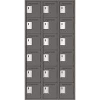 Clean Line Lockerette, 6 -tier, Bank of 3, 36" x 18" x 72", Steel, Charcoal, Rivet (Assembled) PB Rental Co. Ltd.