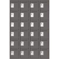 Clean Line Lockerette, 6 -tier, Bank of 4, 48" x 18" x 72", Steel, Charcoal, Rivet (Assembled) PB Rental Co. Ltd.