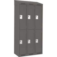 Clean Line Lockers, 2 -tier, Bank of 3, 36" x 18" x 78", Steel, Charcoal, Rivet (Assembled) PB Rental Co. Ltd.