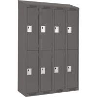 Clean Line Lockers, 2 -tier, Bank of 4, 48" x 18" x 78", Steel, Charcoal, Rivet (Assembled) PB Rental Co. Ltd.