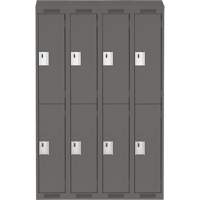 Clean Line Lockers, 2 -tier, Bank of 4, 48" x 18" x 78", Steel, Charcoal, Rivet (Assembled) PB Rental Co. Ltd.
