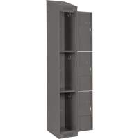 Clean Line Lockers, 3 -tier, Bank of 4, 48" x 18" x 78", Steel, Charcoal, Rivet (Assembled) PB Rental Co. Ltd.