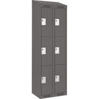 Clean Line Lockers, 3 -tier, Bank of 2, 24" x 18" x 78", Steel, Charcoal, Rivet (Assembled) PB Rental Co. Ltd.