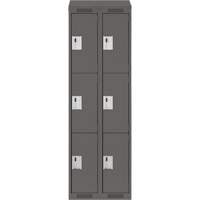 Clean Line Lockers, 3 -tier, Bank of 2, 24" x 18" x 78", Steel, Charcoal, Rivet (Assembled) PB Rental Co. Ltd.