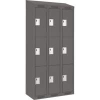 Clean Line Lockers, 3 -tier, Bank of 3, 36" x 18" x 78", Steel, Charcoal, Rivet (Assembled) PB Rental Co. Ltd.