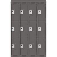 Clean Line Lockers, 3 -tier, Bank of 4, 48" x 18" x 78", Steel, Charcoal, Rivet (Assembled) PB Rental Co. Ltd.