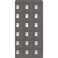 Clean Line Lockerette, 6 -tier, Bank of 3, 36" x 18" x 78", Steel, Charcoal, Rivet (Assembled) PB Rental Co. Ltd.
