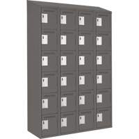 Clean Line Lockerette, 6 -tier, Bank of 4, 48" x 18" x 78", Steel, Charcoal, Rivet (Assembled) PB Rental Co. Ltd.