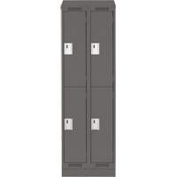 Clean Line Lockers, 2 -tier, Bank of 2, 24" x 18" x 82", Steel, Charcoal, Rivet (Assembled) PB Rental Co. Ltd.