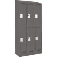 Clean Line Lockers, 2 -tier, Bank of 3, 36" x 18" x 82", Steel, Charcoal, Rivet (Assembled) PB Rental Co. Ltd.
