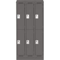 Clean Line Lockers, 2 -tier, Bank of 3, 36" x 18" x 82", Steel, Charcoal, Rivet (Assembled) PB Rental Co. Ltd.