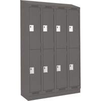 Clean Line Lockers, 2 -tier, Bank of 4, 48" x 18" x 82", Steel, Charcoal, Rivet (Assembled) PB Rental Co. Ltd.