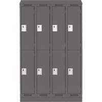 Clean Line Lockers, 2 -tier, Bank of 4, 48" x 18" x 82", Steel, Charcoal, Rivet (Assembled) PB Rental Co. Ltd.
