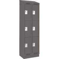 Clean Line Lockers, 3 -tier, Bank of 2, 24" x 18" x 82", Steel, Charcoal, Rivet (Assembled) PB Rental Co. Ltd.