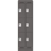 Clean Line Lockers, 3 -tier, Bank of 2, 24" x 18" x 82", Steel, Charcoal, Rivet (Assembled) PB Rental Co. Ltd.