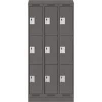 Clean Line Lockers, 3 -tier, Bank of 3, 36" x 18" x 82", Steel, Charcoal, Rivet (Assembled) PB Rental Co. Ltd.