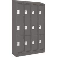 Clean Line Lockers, 3 -tier, Bank of 4, 48" x 18" x 82", Steel, Charcoal, Rivet (Assembled) PB Rental Co. Ltd.