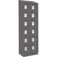 Clean Line Lockerette, 6 -tier, Bank of 2, 24" x 18" x 82", Steel, Charcoal, Rivet (Assembled) PB Rental Co. Ltd.