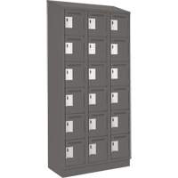Clean Line Lockerette, 6 -tier, Bank of 3, 36" x 18" x 82", Steel, Charcoal, Rivet (Assembled) PB Rental Co. Ltd.