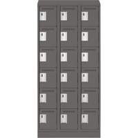 Clean Line Lockerette, 6 -tier, Bank of 3, 36" x 18" x 82", Steel, Charcoal, Rivet (Assembled) PB Rental Co. Ltd.