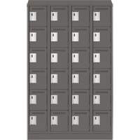 Clean Line Lockerette, 6 -tier, Bank of 4, 48" x 18" x 82", Steel, Charcoal, Rivet (Assembled) PB Rental Co. Ltd.